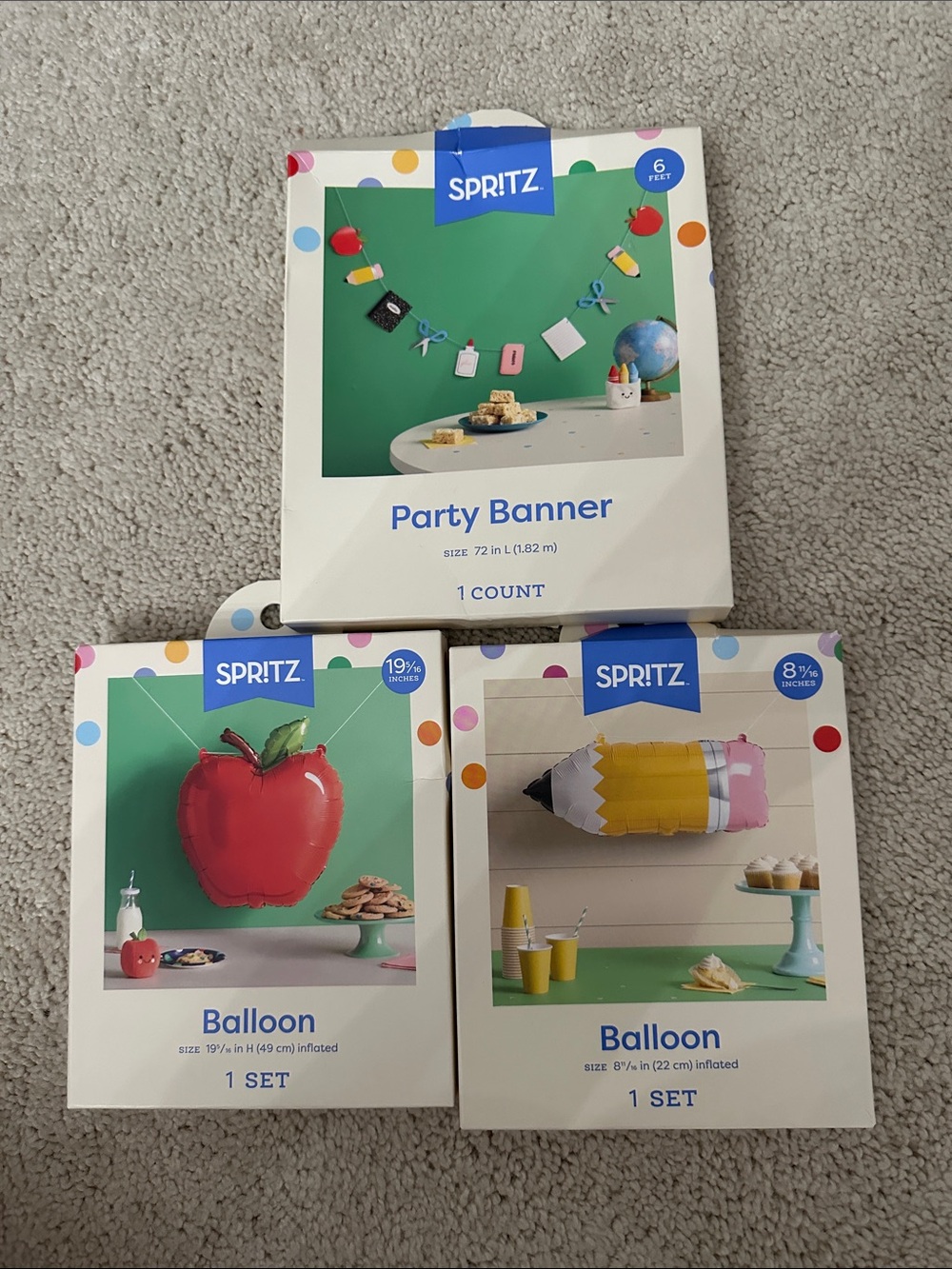 Spritz Party Banner and Assorted Balloons - Red, Yellow, Pink, Blue, Green
